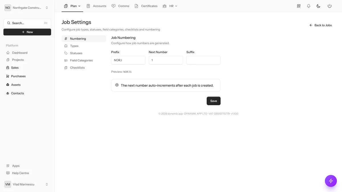 Custom Job Fields — dynamik.app